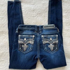 Rick Revival Mid-Rise Skinny Jeans, dark wash